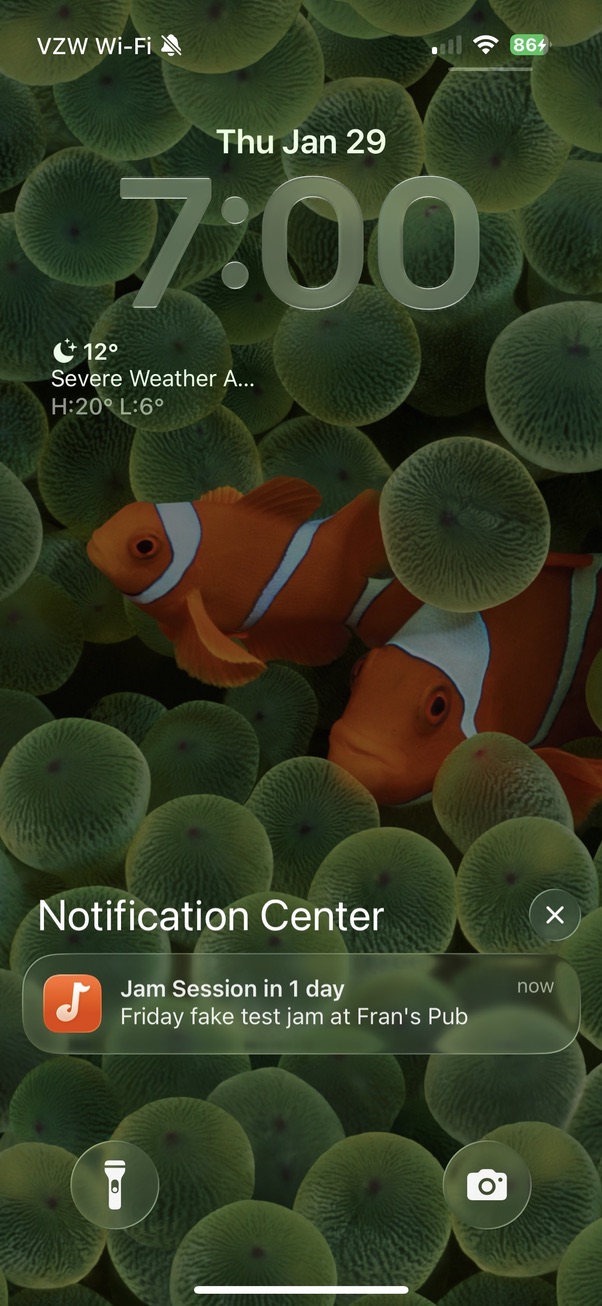 JamFinder notification reminders